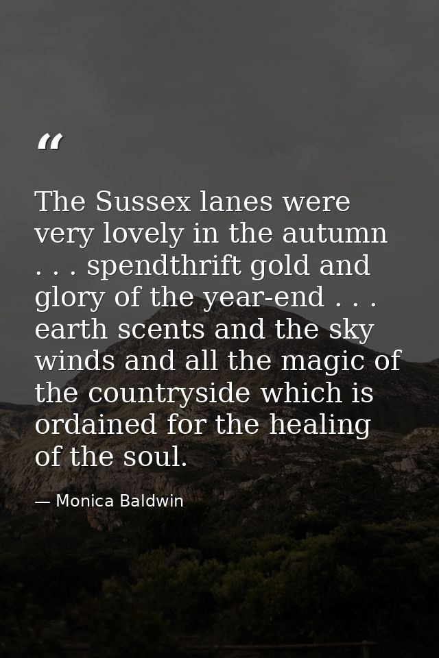 The Sussex lanes were very lovely in the autumn . . . spendthrift gold and glory of the year-end . . . earth scents and  — Monica Baldwin