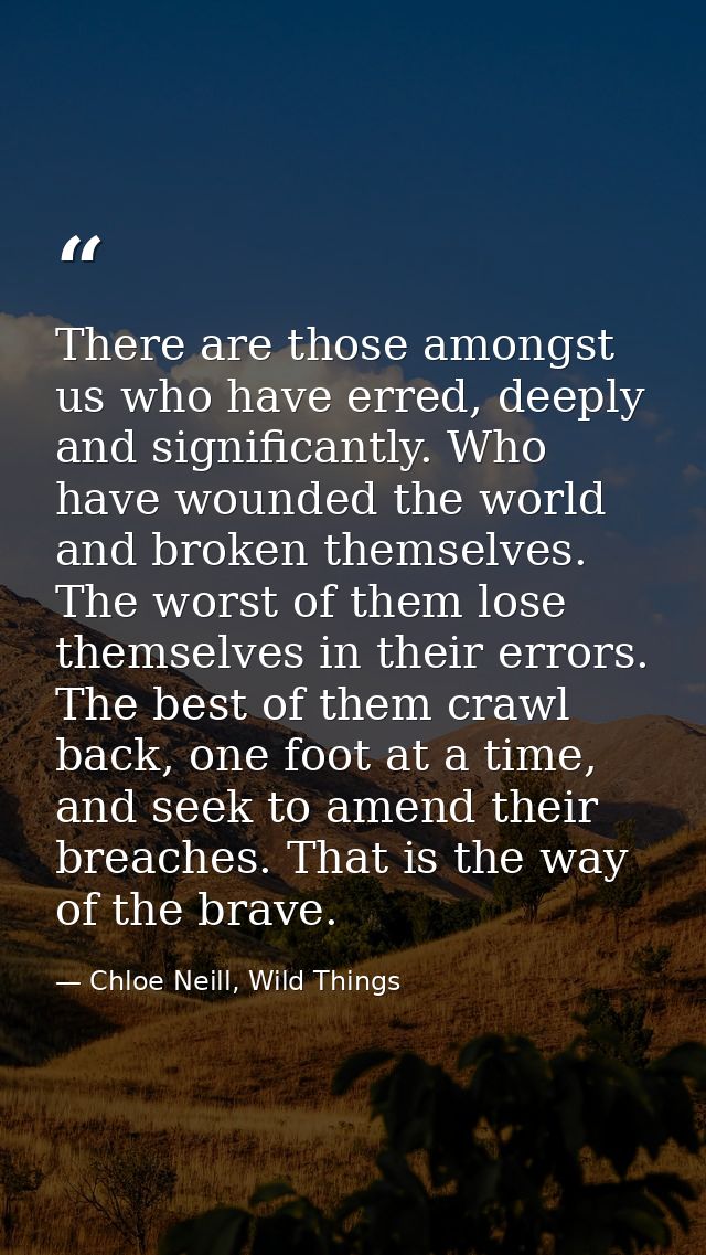 There are those amongst us who have erred, deeply and significantly. Who have wounded the world and broken themselves. T — Chloe Neill, Wild Things