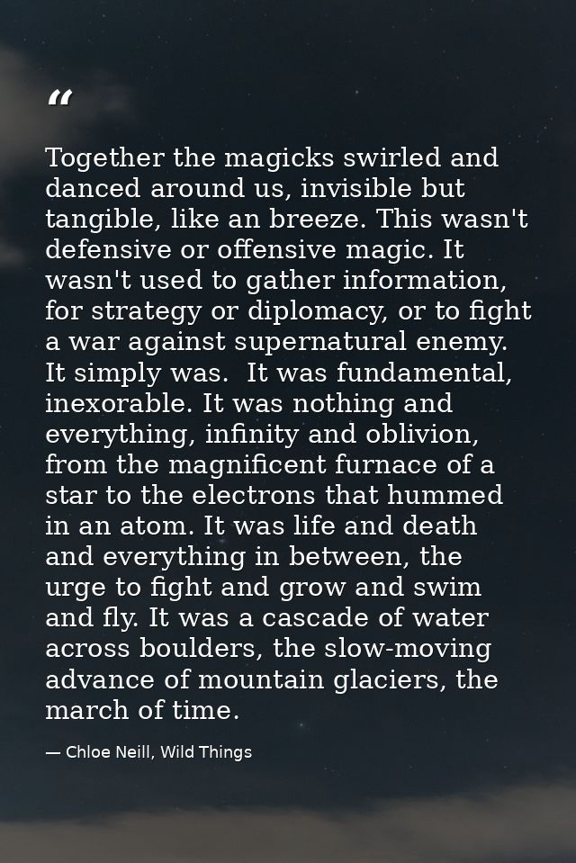Together the magicks swirled and danced around us, invisible but tangible, like an breeze. This wasn't defensive or offe — Chloe Neill, Wild Things