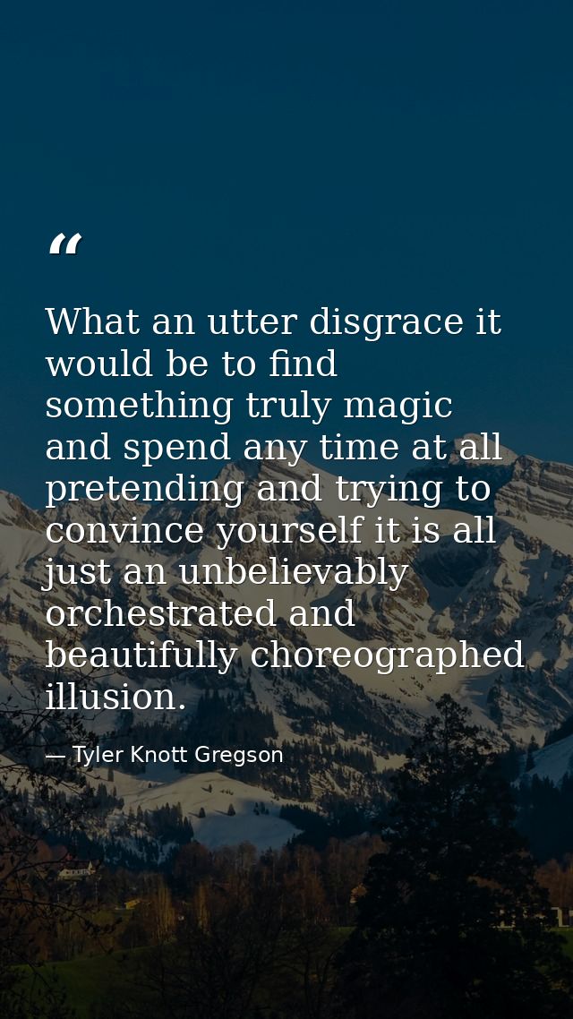 What an utter disgrace it would be to find something truly magic and spend any time at all pretending and trying to conv — Tyler Knott Gregson