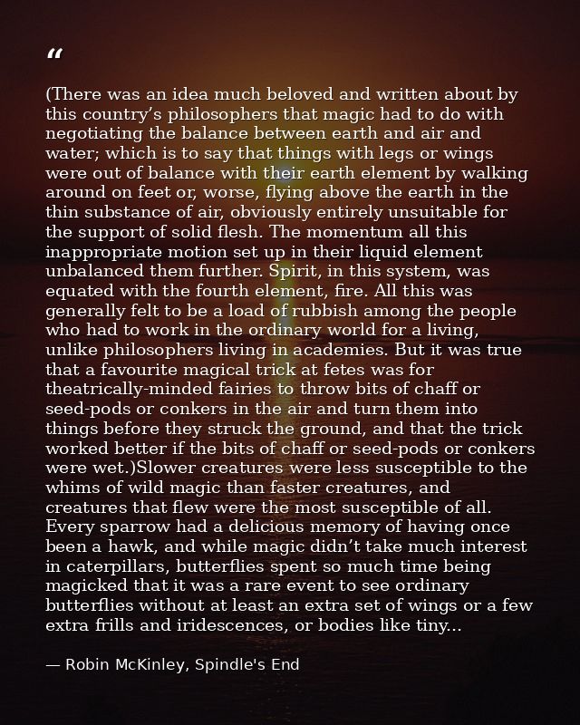 (There was an idea much beloved and written about by this country’s philosophers that magic had to do with negotiating t — Robin McKinley, Spindle's End