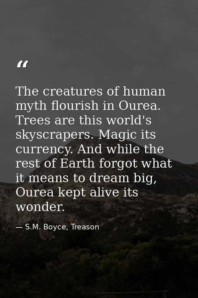 The creatures of human myth flourish in Ourea. Trees are this world's skyscrapers. Magic its currency. And while the res — S.M. Boyce, Treason