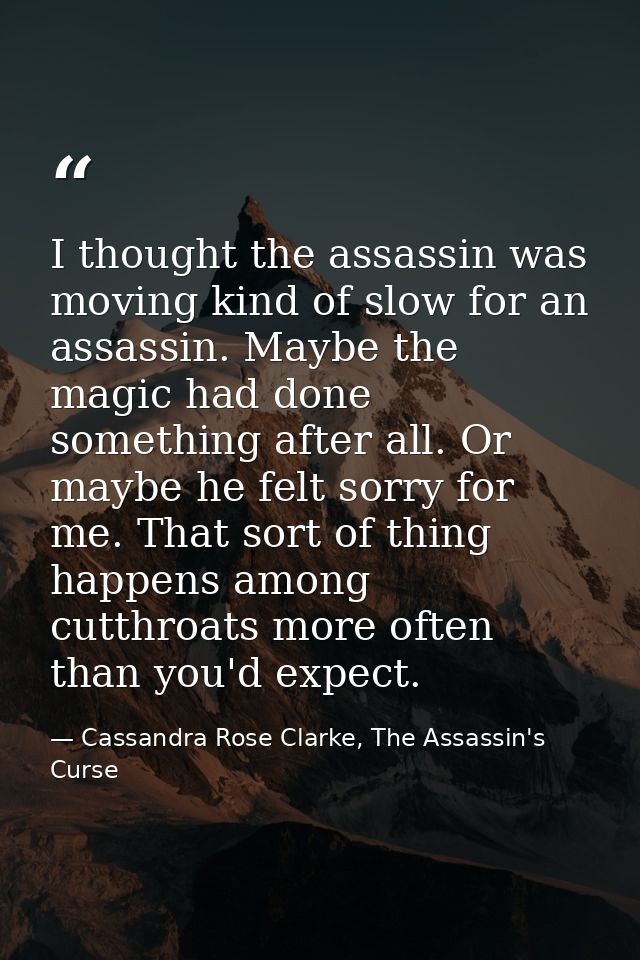 I thought the assassin was moving kind of slow for an assassin. Maybe the magic had done something after all. Or maybe h — Cassandra Rose Clarke, The Assassin's Curse