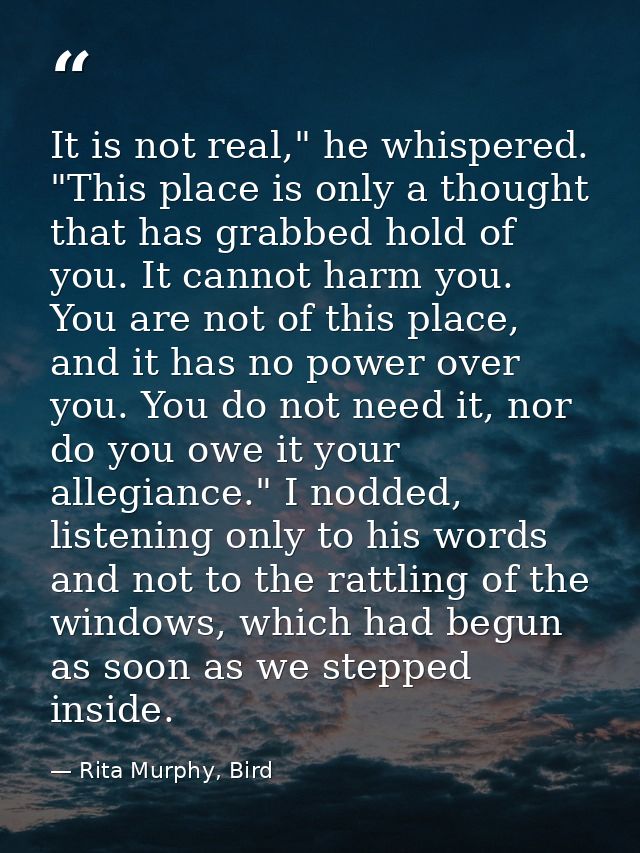 It is not real," he whispered. "This place is only a thought that has grabbed hold of you. It cannot harm you. You are n — Rita Murphy, Bird