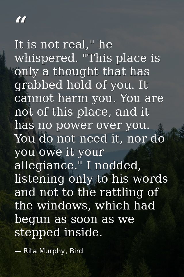 It is not real," he whispered. "This place is only a thought that has grabbed hold of you. It cannot harm you. You are n — Rita Murphy, Bird