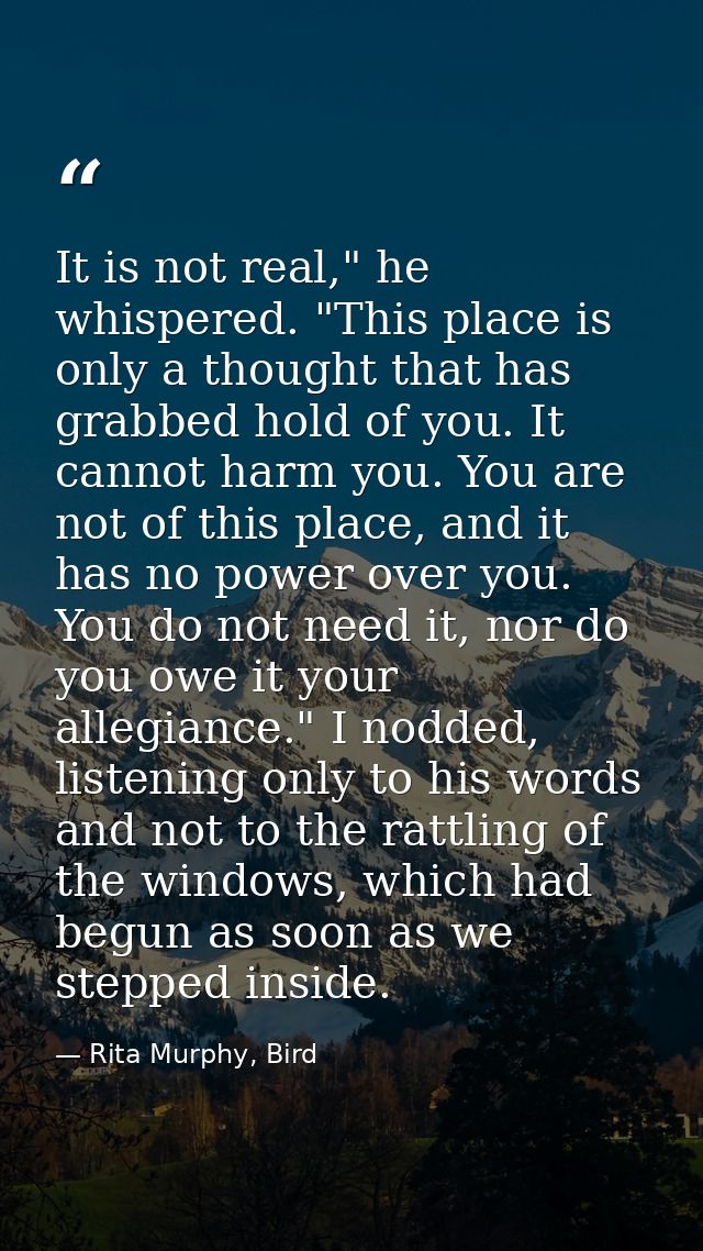 It is not real," he whispered. "This place is only a thought that has grabbed hold of you. It cannot harm you. You are n — Rita Murphy, Bird