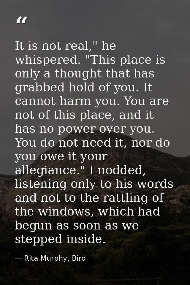 It is not real," he whispered. "This place is only a thought that has grabbed hold of you. It cannot harm you. You are n — Rita Murphy, Bird