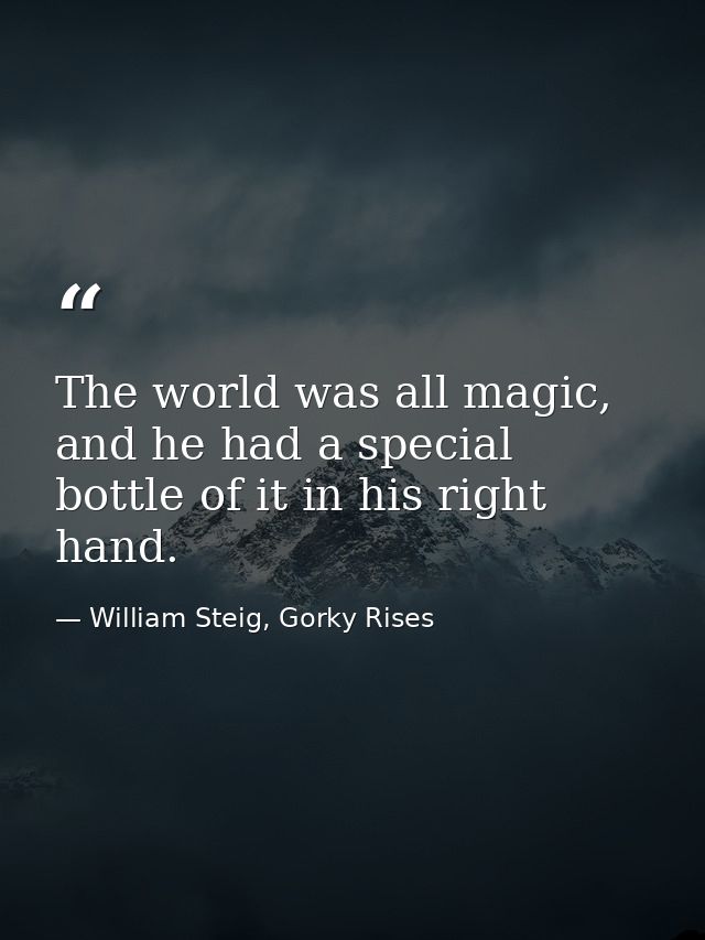 The world was all magic, and he had a special bottle of it in his right hand. — William Steig, Gorky Rises