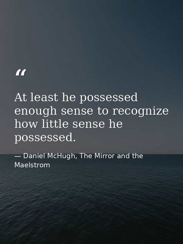 At least he possessed enough sense to recognize how little sense he possessed. — Daniel McHugh, The Mirror and the Maelstrom