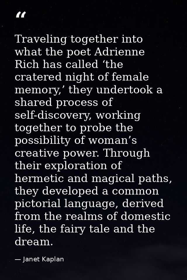 Traveling together into what the poet Adrienne Rich has called ‘the cratered night of female memory,’ they undertook a s — Janet Kaplan