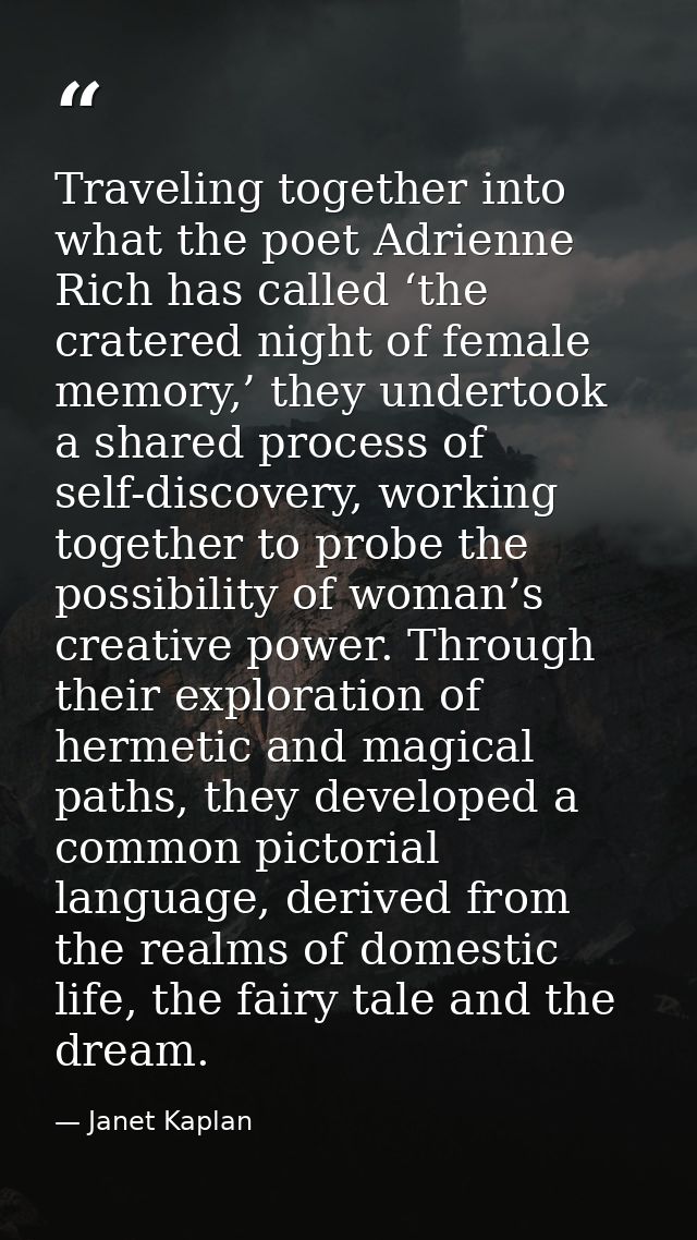 Traveling together into what the poet Adrienne Rich has called ‘the cratered night of female memory,’ they undertook a s — Janet Kaplan