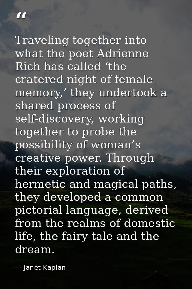 Traveling together into what the poet Adrienne Rich has called ‘the cratered night of female memory,’ they undertook a s — Janet Kaplan