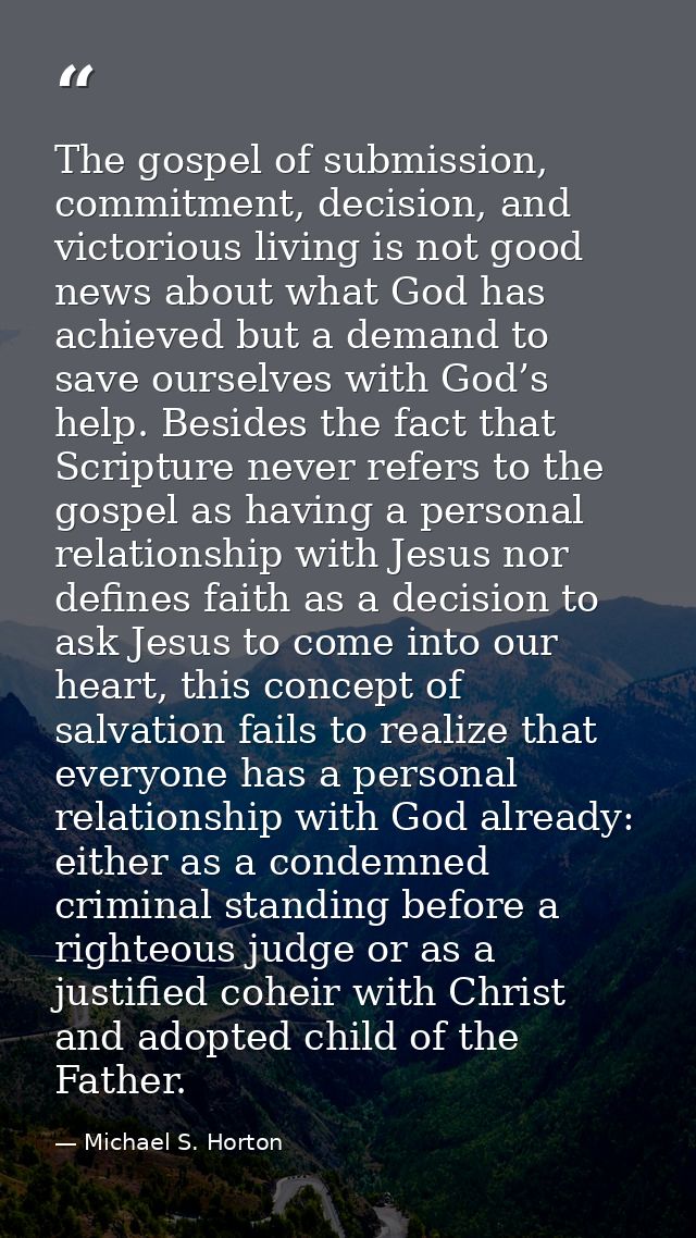 The gospel of submission, commitment, decision, and victorious living is not good news about what God has achieved but a — Michael S. Horton