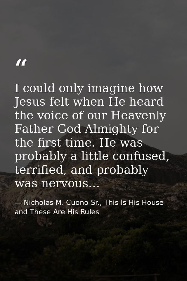 I could only imagine how Jesus felt when He heard the voice of our Heavenly Father God Almighty for the first time. He w — Nicholas M. Cuono Sr., This Is His House and These Are His Rules