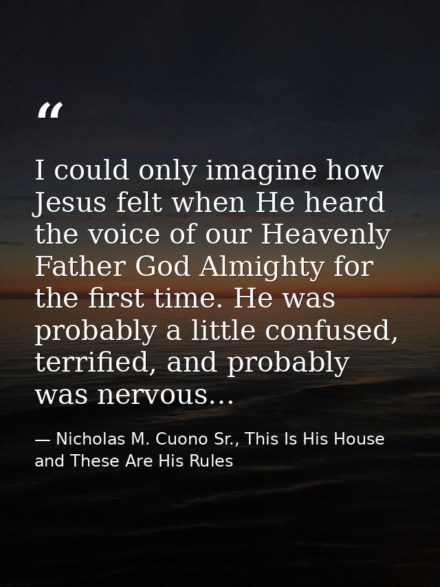 I could only imagine how Jesus felt when He heard the voice of our Heavenly Father God Almighty for the first time. He w — Nicholas M. Cuono Sr., This Is His House and These Are His Rules
