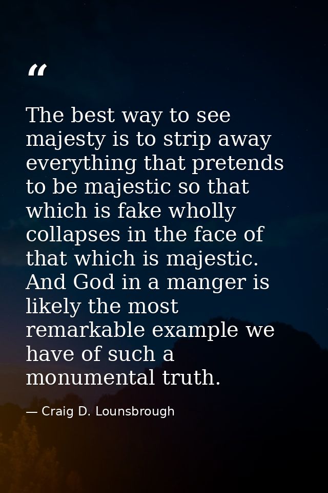 The best way to see majesty is to strip away everything that pretends to be majestic so that which is fake wholly collap — Craig D. Lounsbrough