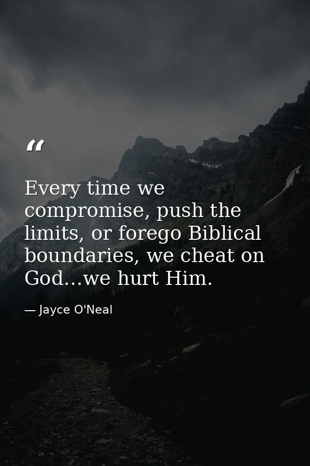 Every time we compromise, push the limits, or forego Biblical boundaries, we cheat on God…we hurt Him. — Jayce O'Neal