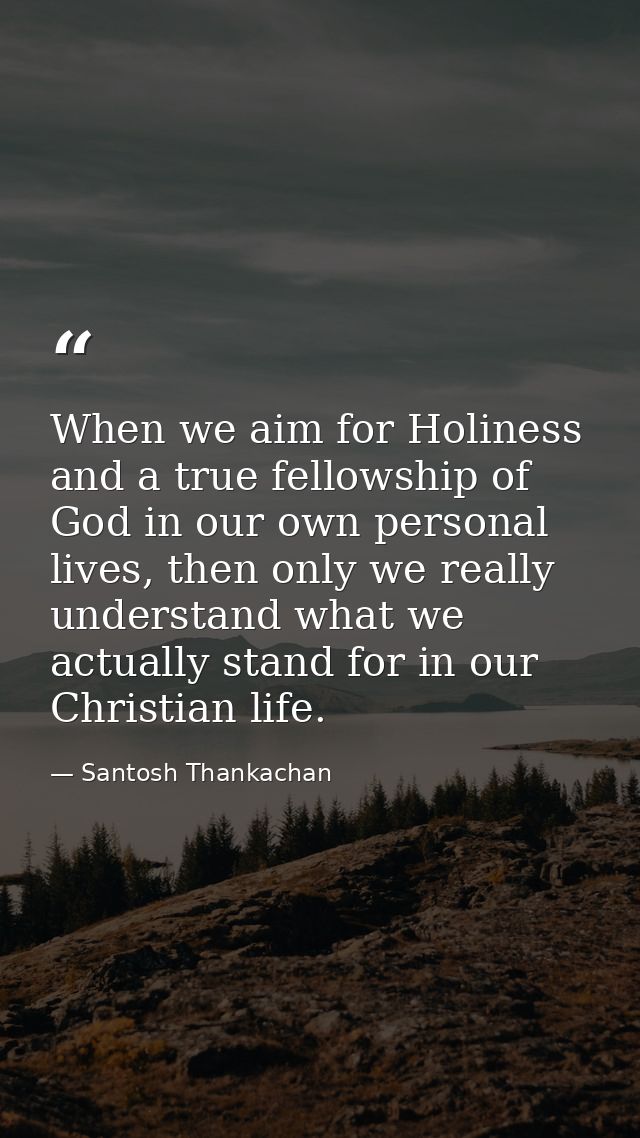 When we aim for Holiness and a true fellowship of God in our own personal lives, then only we really understand what we  — Santosh Thankachan