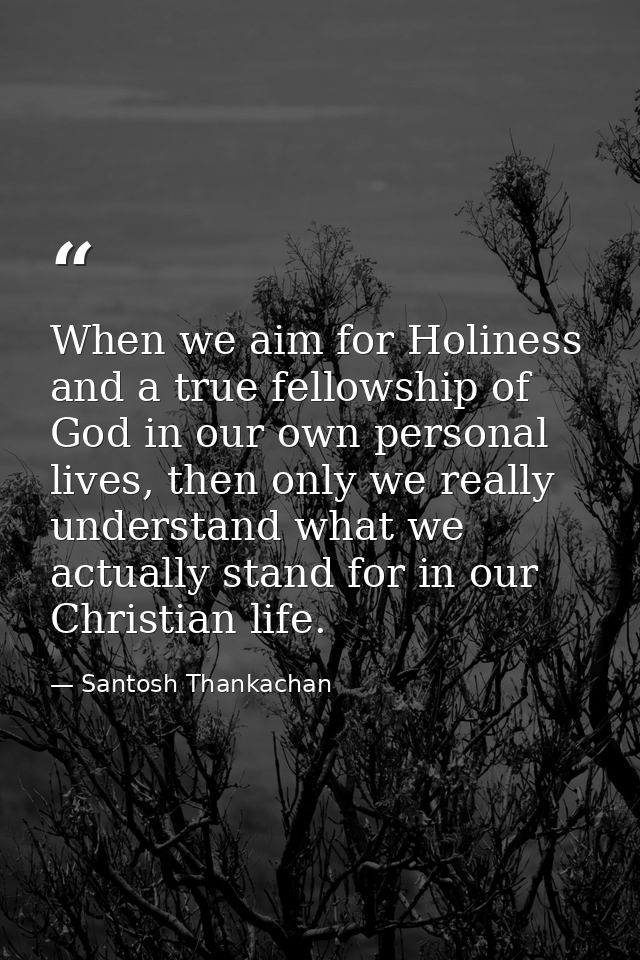 When we aim for Holiness and a true fellowship of God in our own personal lives, then only we really understand what we  — Santosh Thankachan