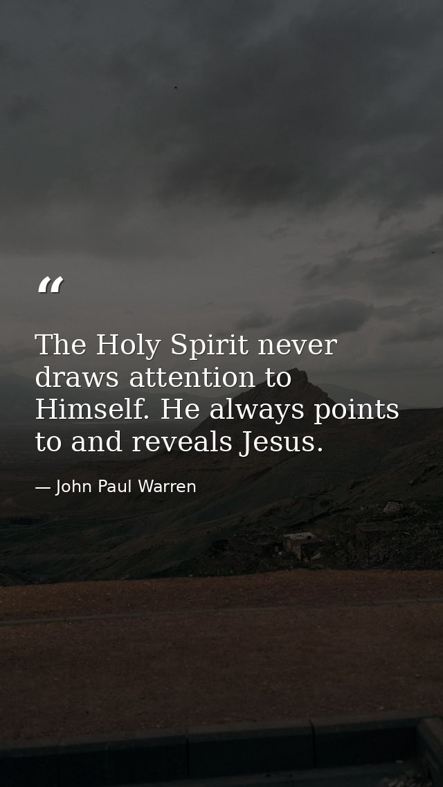 The Holy Spirit never draws attention to Himself. He always points to and reveals Jesus. — John Paul Warren