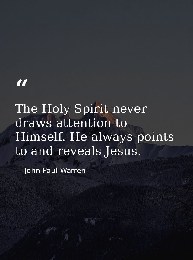 The Holy Spirit never draws attention to Himself. He always points to and reveals Jesus. — John Paul Warren