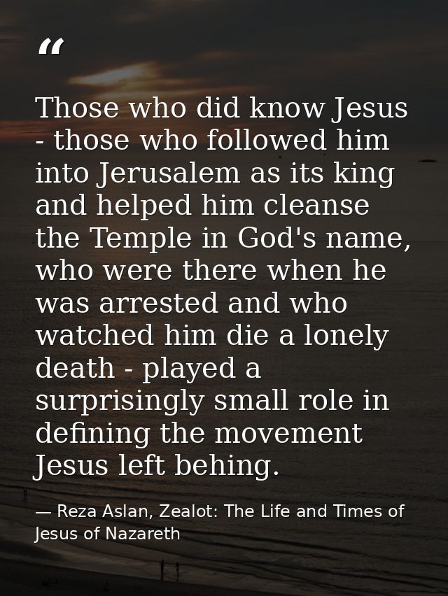 Those who did know Jesus - those who followed him into Jerusalem as its king and helped him cleanse the Temple in God's  — Reza Aslan, Zealot: The Life and Times of Jesus of Nazareth