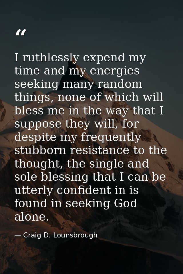 I ruthlessly expend my time and my energies seeking many random things, none of which will bless me in the way that I su — Craig D. Lounsbrough