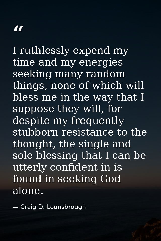 I ruthlessly expend my time and my energies seeking many random things, none of which will bless me in the way that I su — Craig D. Lounsbrough