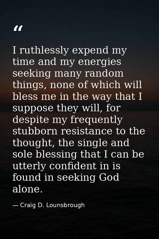I ruthlessly expend my time and my energies seeking many random things, none of which will bless me in the way that I su — Craig D. Lounsbrough