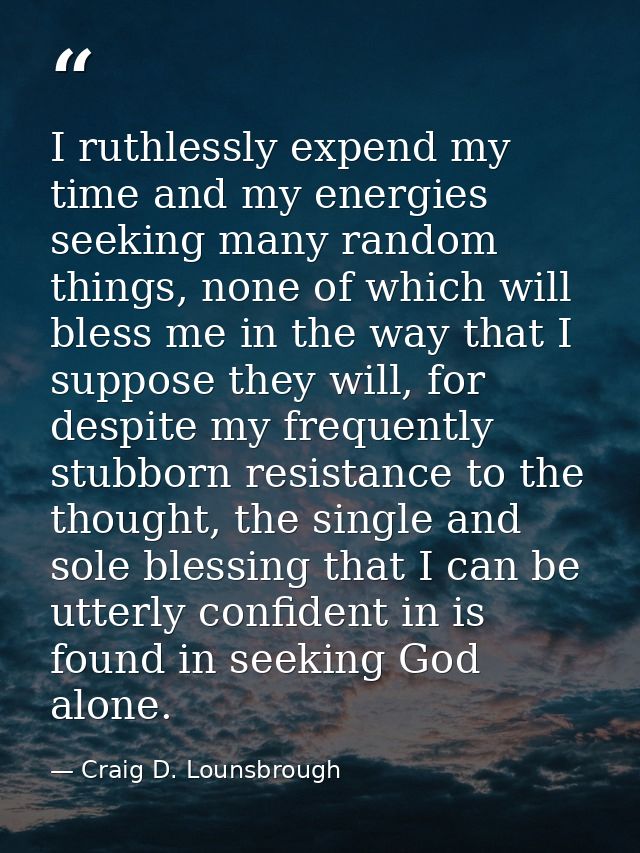 I ruthlessly expend my time and my energies seeking many random things, none of which will bless me in the way that I su — Craig D. Lounsbrough