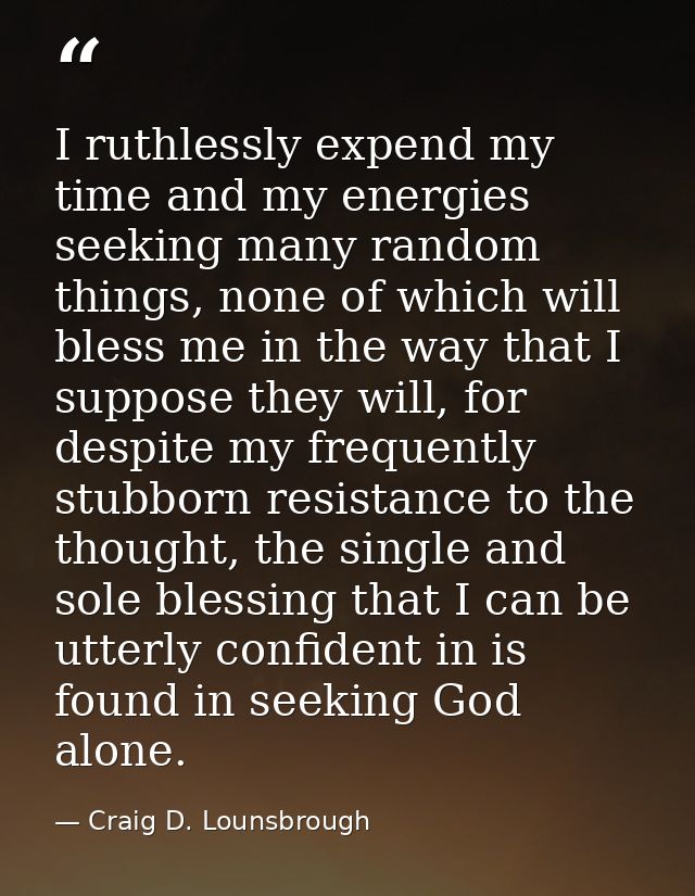 I ruthlessly expend my time and my energies seeking many random things, none of which will bless me in the way that I su — Craig D. Lounsbrough