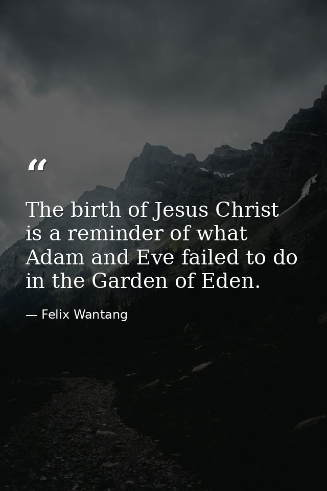 The birth of Jesus Christ is a reminder of what Adam and Eve failed to do in the Garden of Eden. — Felix Wantang