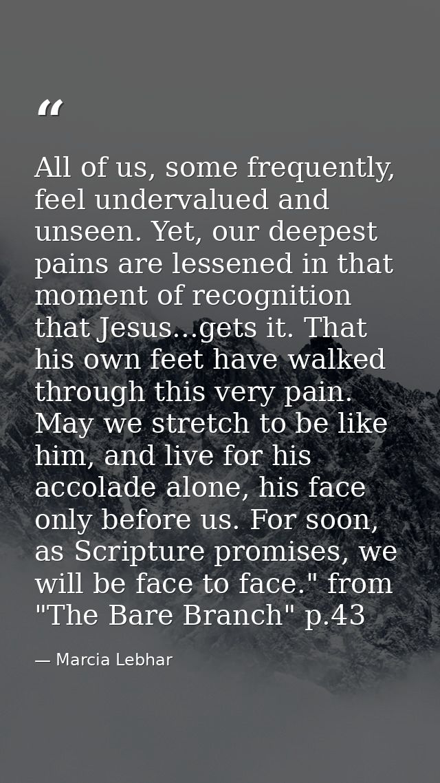 All of us, some frequently, feel undervalued and unseen. Yet, our deepest pains are lessened in that moment of recogniti — Marcia Lebhar