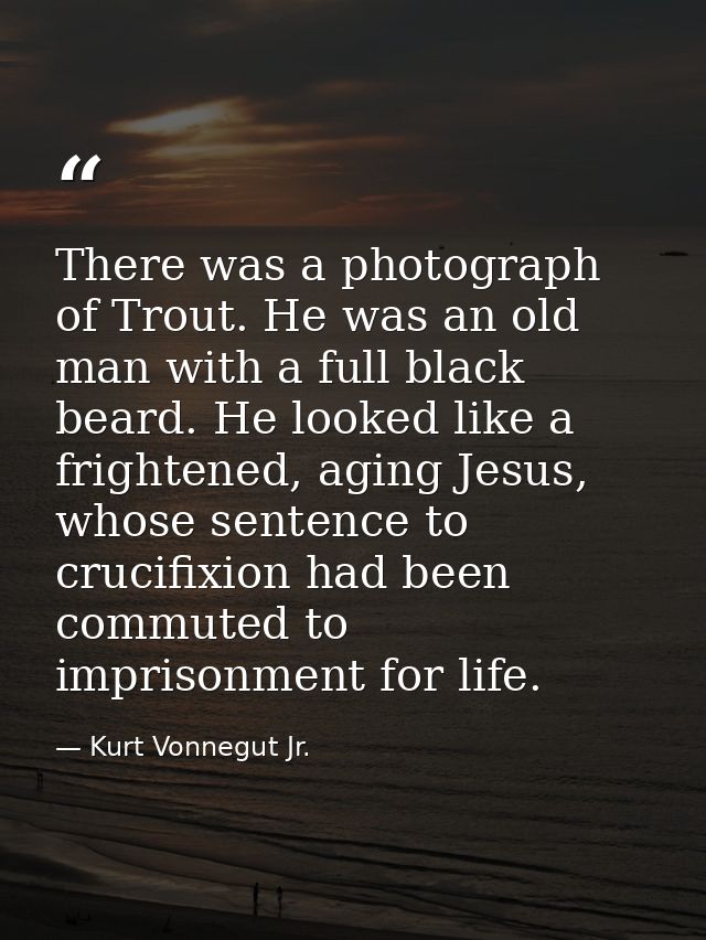 There was a photograph of Trout. He was an old man with a full black beard. He looked like a frightened, aging Jesus, wh — Kurt Vonnegut Jr.