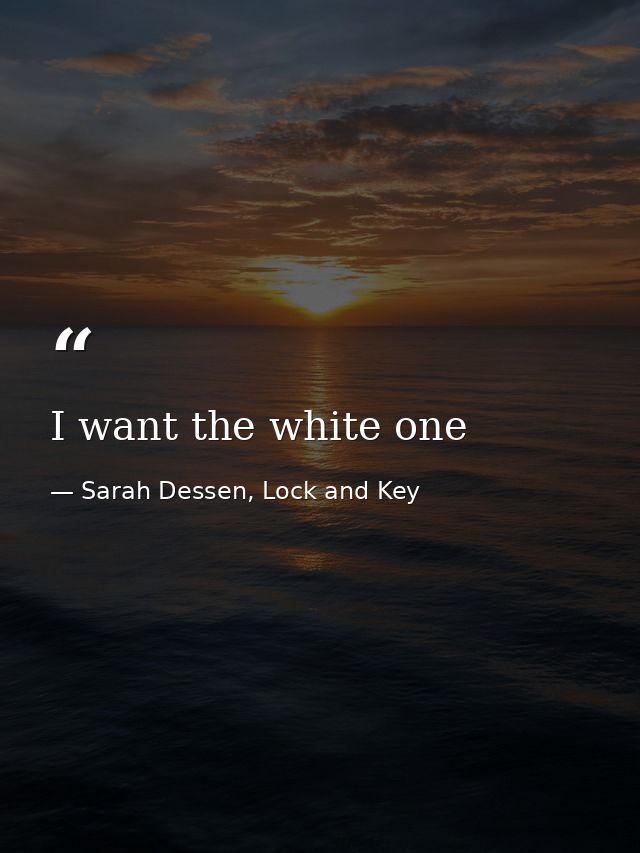 I want the white one — Sarah Dessen, Lock and Key