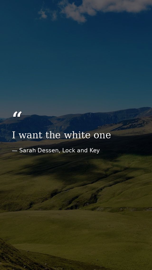 I want the white one — Sarah Dessen, Lock and Key