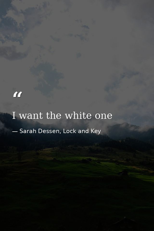 I want the white one — Sarah Dessen, Lock and Key