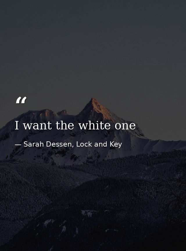 I want the white one — Sarah Dessen, Lock and Key