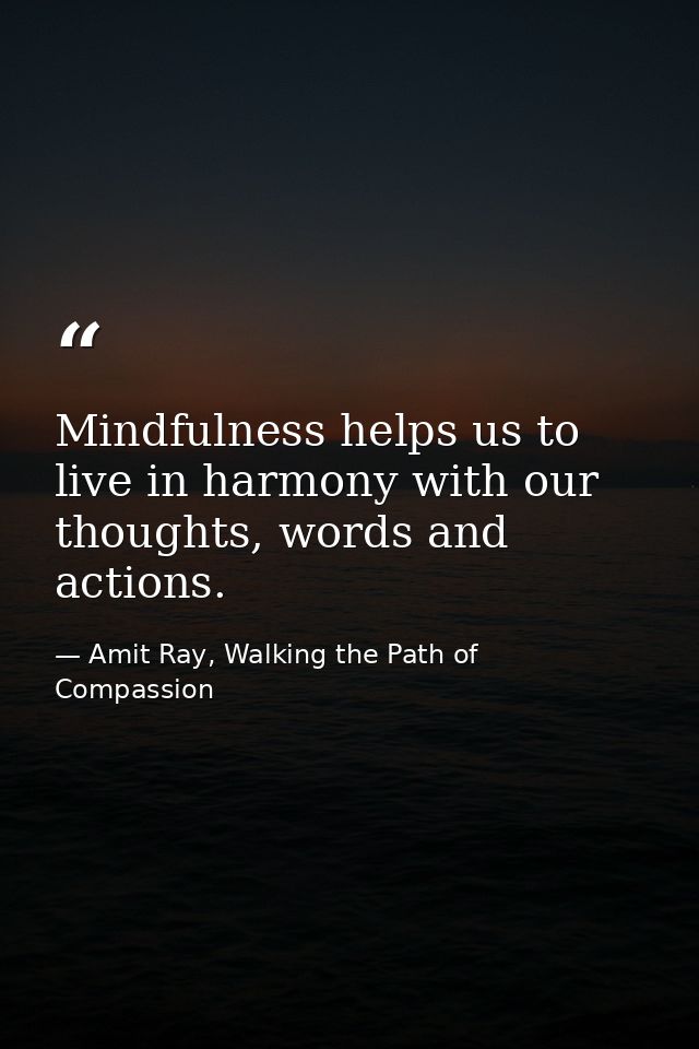 Mindfulness helps us to live in harmony with our thoughts, words and actions. — Amit Ray, Walking the Path of Compassion