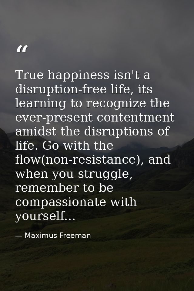True happiness isn't a disruption-free life, its learning to recognize the ever-present contentment amidst the disruptio — Maximus Freeman