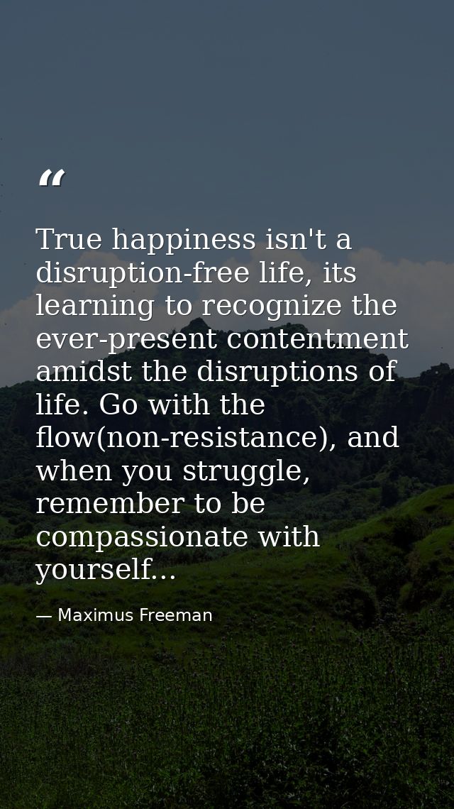 True happiness isn't a disruption-free life, its learning to recognize the ever-present contentment amidst the disruptio — Maximus Freeman