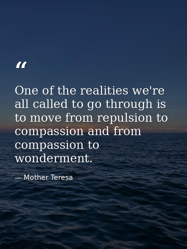 One of the realities we're all called to go through is to move from repulsion to compassion and from compassion to wonde — Mother Teresa