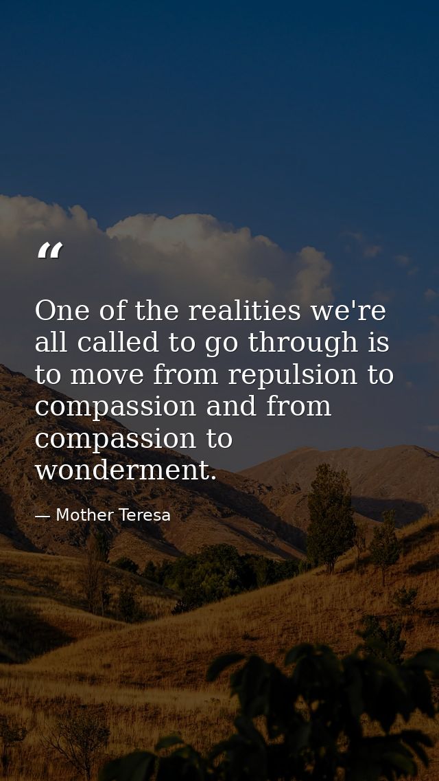One of the realities we're all called to go through is to move from repulsion to compassion and from compassion to wonde — Mother Teresa