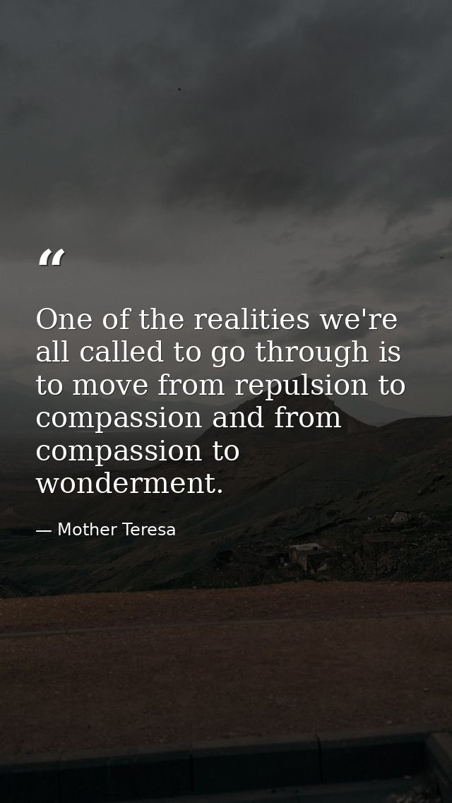One of the realities we're all called to go through is to move from repulsion to compassion and from compassion to wonde — Mother Teresa