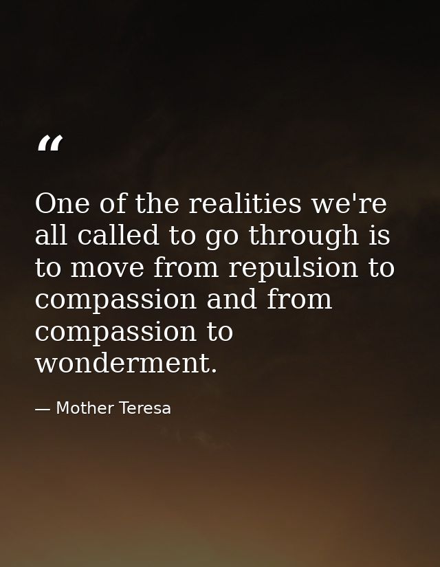 One of the realities we're all called to go through is to move from repulsion to compassion and from compassion to wonde — Mother Teresa