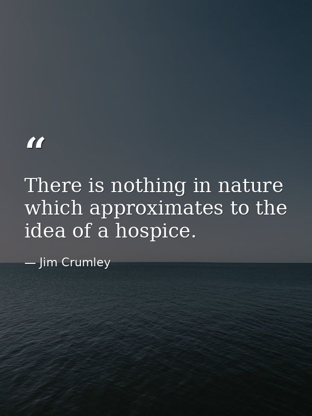 There is nothing in nature which approximates to the idea of a hospice. — Jim Crumley