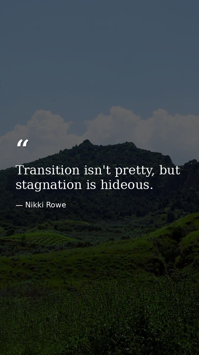 Transition isn't pretty, but stagnation is hideous. — Nikki Rowe