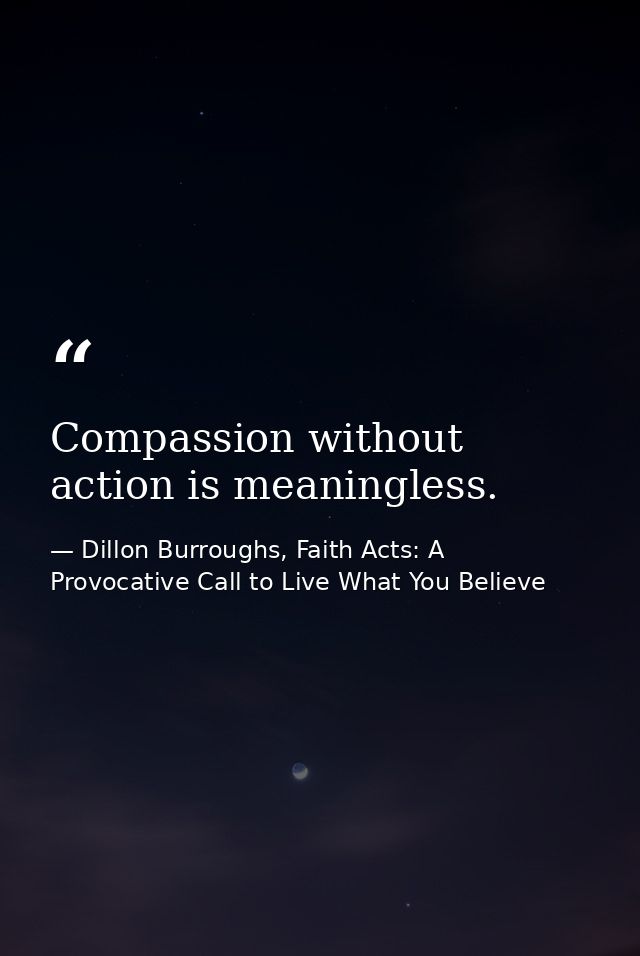 Compassion without action is meaningless. — Dillon Burroughs, Faith Acts: A Provocative Call to Live What You Believe