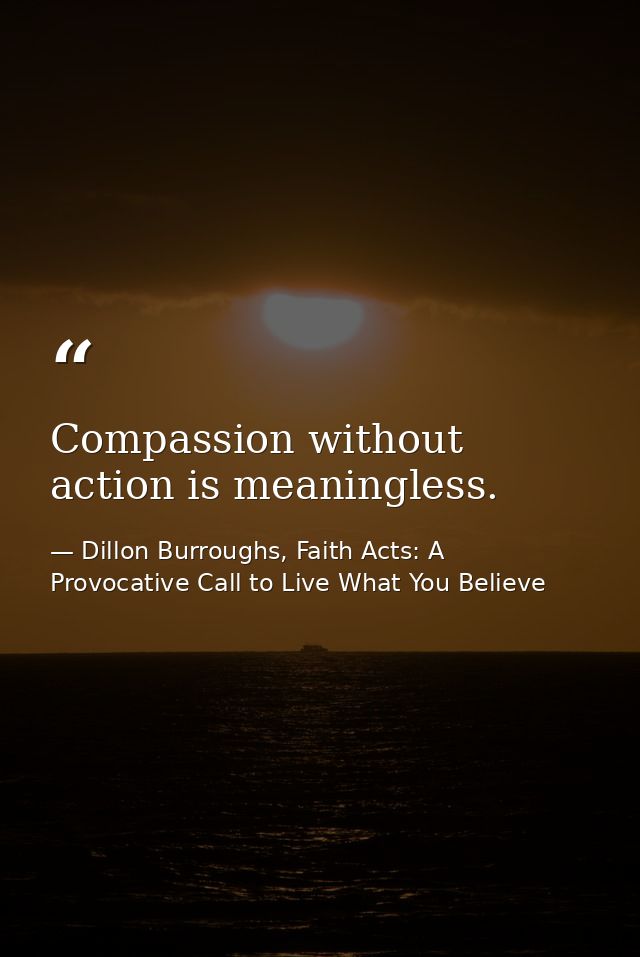 Compassion without action is meaningless. — Dillon Burroughs, Faith Acts: A Provocative Call to Live What You Believe