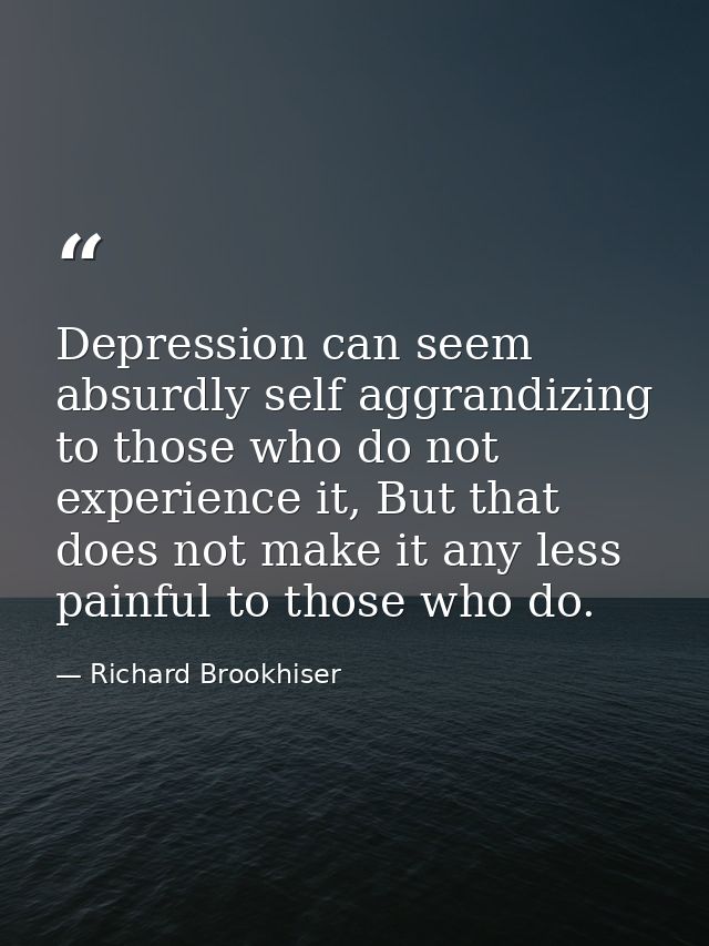 Depression can seem absurdly self aggrandizing to those who do not experience it, But that does not make it any less pai — Richard Brookhiser